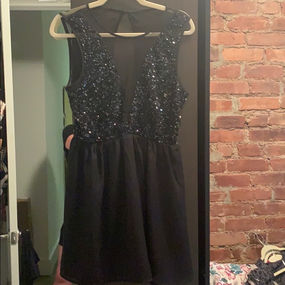 Sheer sequin cocktail dress